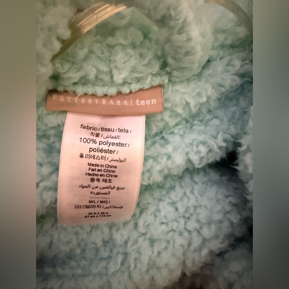 Pottery Barn Teen Cozy Sherpa Hooded Robe Turquoise Teal Women M/L - Picture 2 of 4